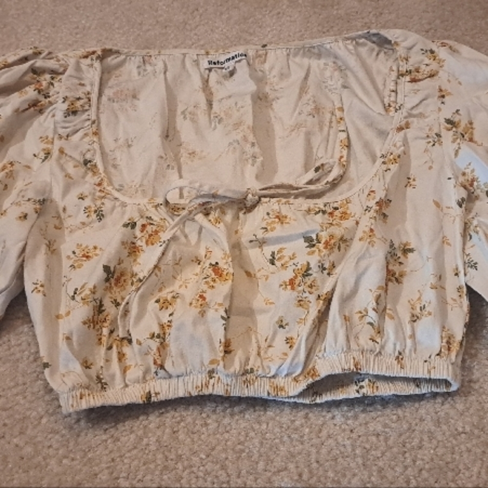 Reformation Floral Beige Women's Top